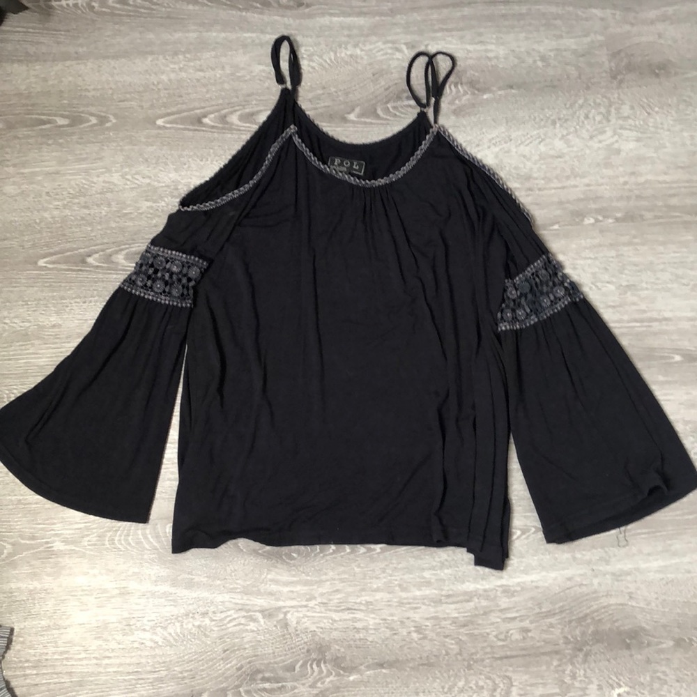 POL Cold-Shoulder Bell Sleeve Top